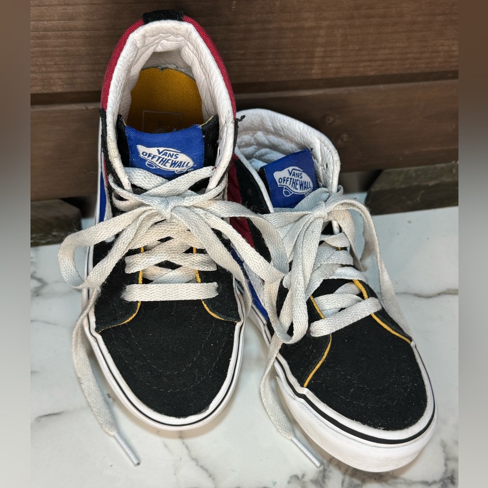Vans Kids High-Top Sneakers - Black, Red, White, Blue Size 11.5c - Picture 8 of 9